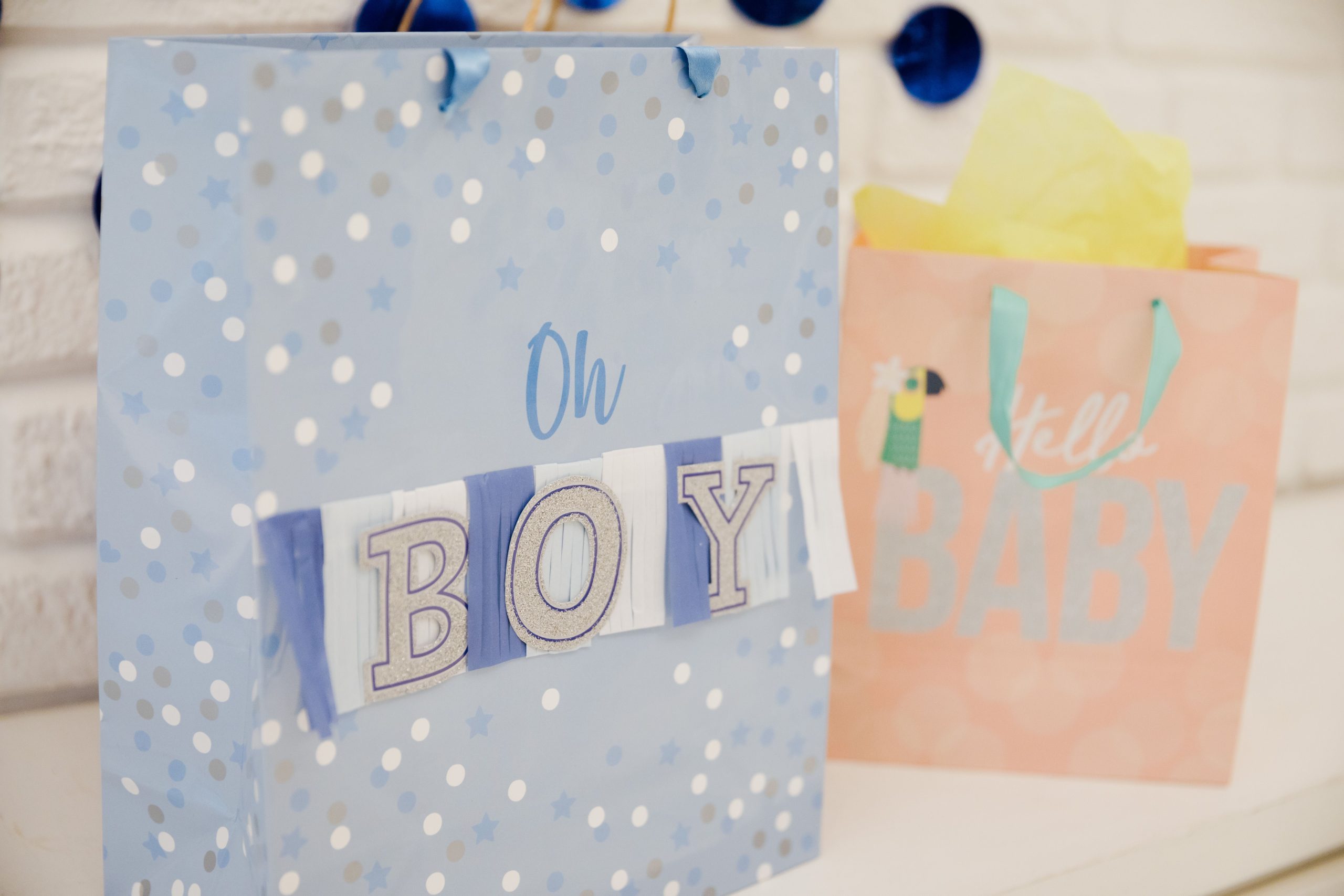 Sacs cadeaux colorés baby shower oh boy